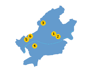 Karte mit Lage der Reinigungen in Frankfurt